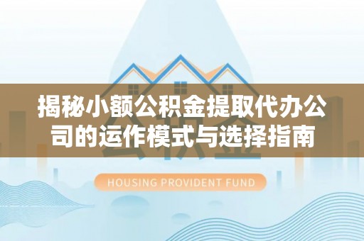 黄州揭秘小额公积金提取代办公司的运作模式与选择指南